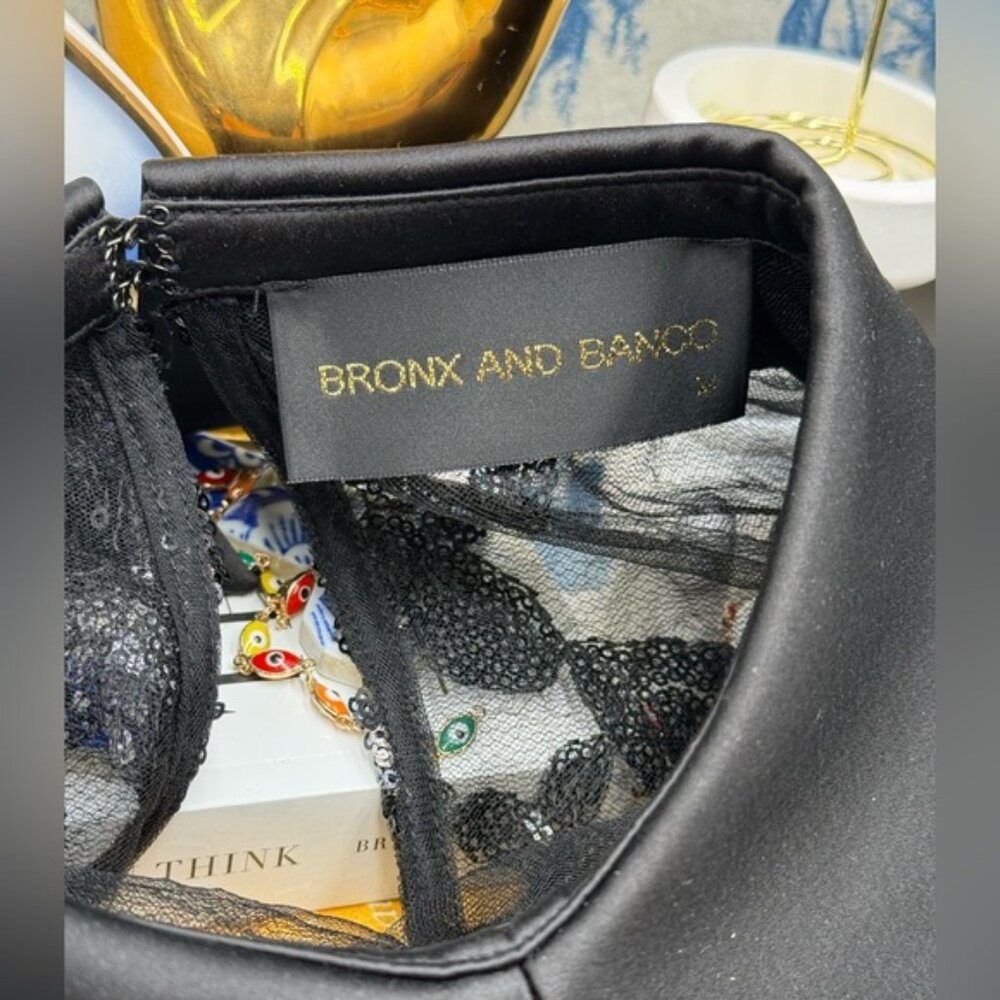 🆕 BRONX & BANCO 🧿 NWOT Maraya Jasmine Black Sequin Lace Mini Dress, Sz M US 6 - Picture 14 of 16